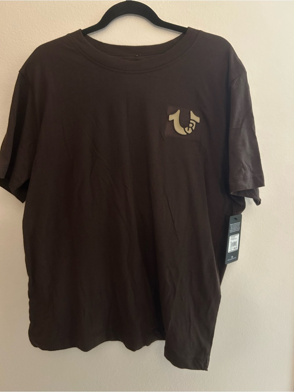 True Religion Brown Crewneck Tee with Contrasting Logo